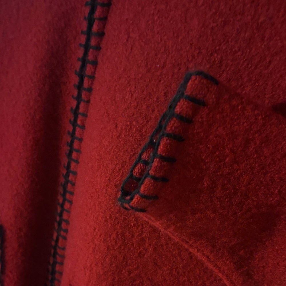 Worthington Red Boiled Wool Jacket with Black Stitching - Picture 6 of 8